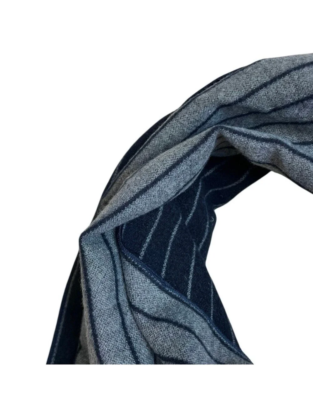 Save the Ocean Apparel Co. Navy Blue Striped Silk Blend Knit Scarf